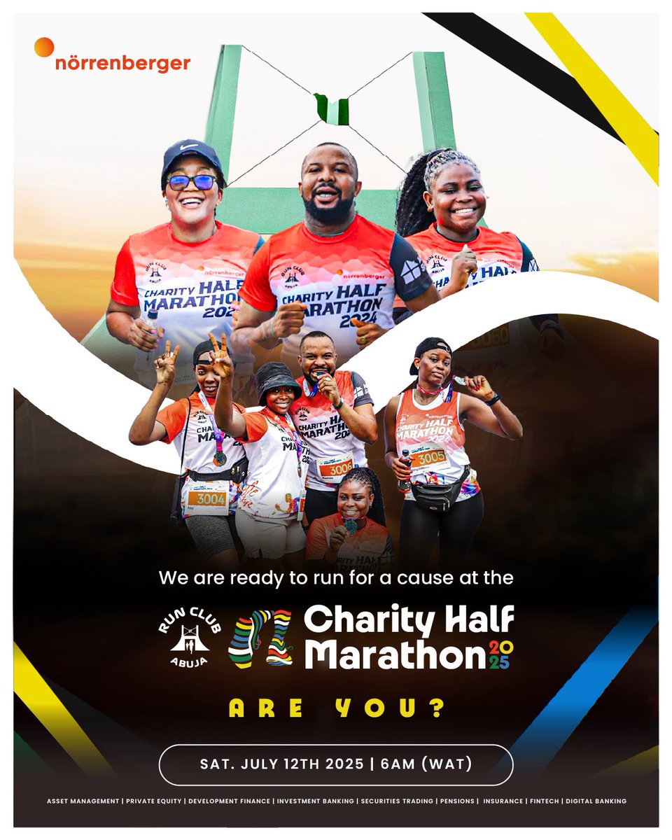 Norrenberger's tweet photo. We’re ready to run for a good cause this Saturday - Are You? 🏃♀️🏃♂️
If you are, meet us on Saturday, July 12th at 6:00 AM, Central Park Abuja.
And if you’re not ready yet… what are you waiting for? Let’s make a difference together!
#norrenberger #RCHACHM5 #RCAxNB #abuja https://t.co/k9N6V9egTC