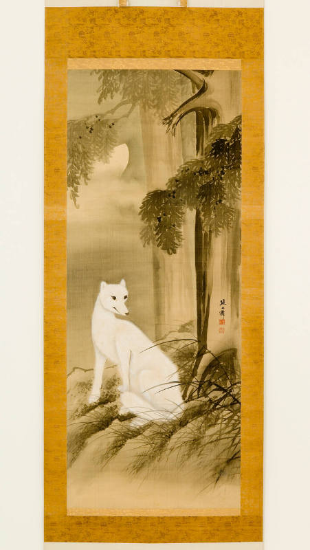 White Fox on a Moonlit Night, by Shiokawa Bunrin, ca. 1850s-1860s