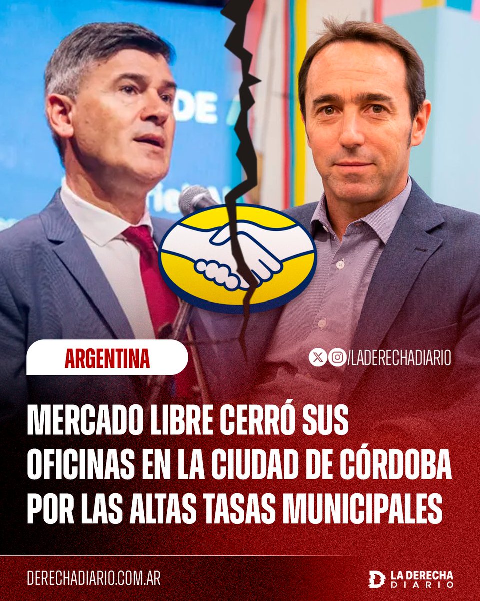 🚨🇦🇷 | Por las altas tasas municipales de Passerini, Mercado Libre anunció el cierre de sus oficinas en Córdoba y sus trabajadores pasarán a trabajar de forma 100% remota: La empresa paga $770 millones por mes en impuestos locales, 24 veces el costo del alquiler de las oficinas.