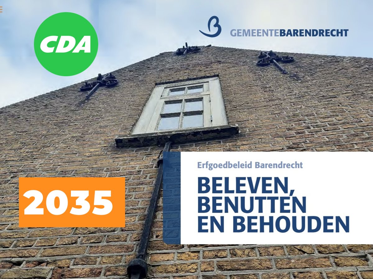 📜 CDA Barendrecht wil dat het nieuwe erfgoedbeleid loopt tot 2035. Waarom?
Omdat ons verleden te belangrijk is voor vaag beleid of korte termijn-denken. 🏛️✨

Met dit voorstel zorgen we voor:
✅ Stabiliteit voor monumenten
✅ Rust in het beleid
✅ Geen impact op het budget

💚