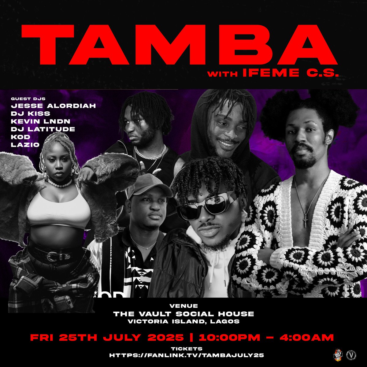 Lagos, it’s that time again — TAMBA takes over Friday July 25th 🔥💃🏾🕺🏾
Zero stress, max vibes. Come RAVEEEEEEEEE with:
<a href="/dj_latitude/">AYO !</a> @djkissworld <a href="/jessealordiah/">jesse alordiah 44DB</a> @livewith_kod <a href="/lazio/">murat</a> @kevinlndn_beats

📍 Vault, VI
🕒 10PM–4AM
🎟️ Lock in: fanlink.tv/TambaJuly25