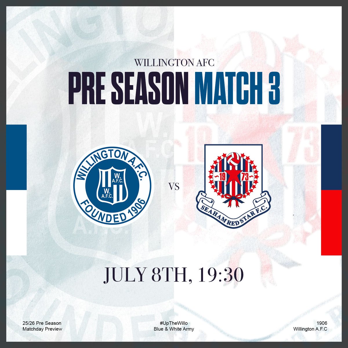 Willington AFC (@willingtonafc) on Twitter photo It's the 3rd game of our pre season schedule as we host <a href="/SeahamRedStar/">Seaham Red Star FC</a> tomorrow night.
Entry:
Adults ยฃ4
Concessions/U16s ยฃ2
U16s free when accompanied with a paying adult. It's the 3rd game of our pre season schedule as we host <a href="/SeahamRedStar/">Seaham Red Star FC</a> tomorrow night.
Entry:
Adults ยฃ4
Concessions/U16s ยฃ2
U16s free when accompanied with a paying adult.