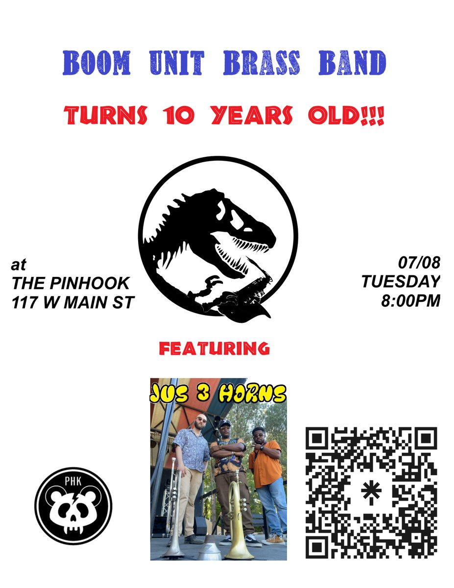 Tomorrow night, we're back at <a href="/thepinhook/">thepinhook</a> for our #10thAnniversary!!!  This time, we're bringing Jus 3 Horns...that's like, at least 12 horns...
<a href="/durhammag/">Durham Magazine</a> 
<a href="/DowntownDurham/">Downtown Durham, Inc.</a> 
<a href="/newsandobserver/">The N&O’s real account</a> 
<a href="/indyweek/">INDY Week</a> 
<a href="/wxdu/">WXDU durham</a> 
<a href="/WRAL/">WRAL NEWS in NC</a> 
<a href="/wunc/">WUNC</a> 
<a href="/wuncmusic/">WUNC Music</a>