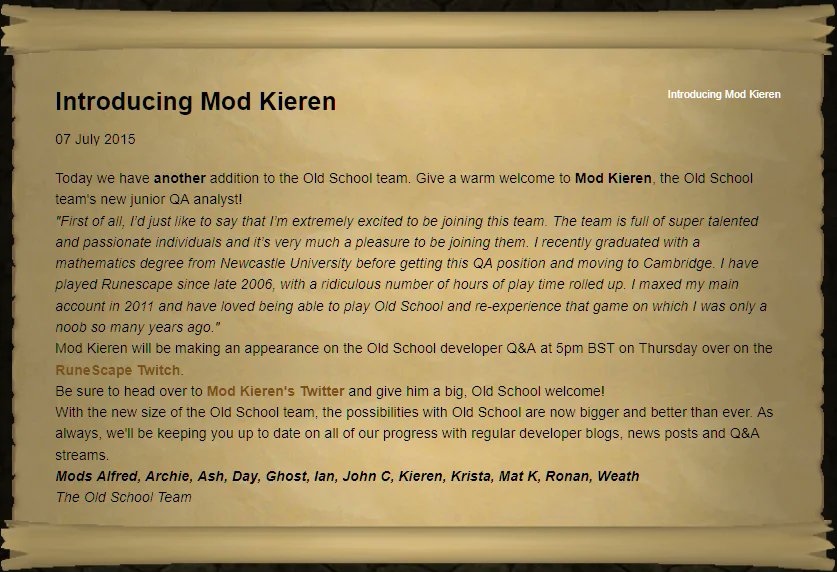 JagexKieren's tweet image. I have just hit my 10th Anniversary of joining Jagex and the @OldSchoolRS team!
It's wild it has been that long and what a journey the game's been on in that time. We'd not seen a single new quest come to OSRS back then even.
OSRS is thriving, bigger than ever!