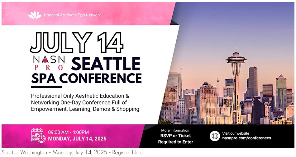 WellnessCapital's tweet photo. I hope to see you here!
NASNPRO Esthetic &amp; Spa Education Experience - Seattle, Mon, July 14 | 9 AM - 4 PM
Skincare pros - get clinical education, pro-only brands, expert panels, demos &amp; CEs!

Tickets are selling quickly — grab your ticket at: https://t.co/6dNUyKl46p https://t.co/cwIrxR08tb