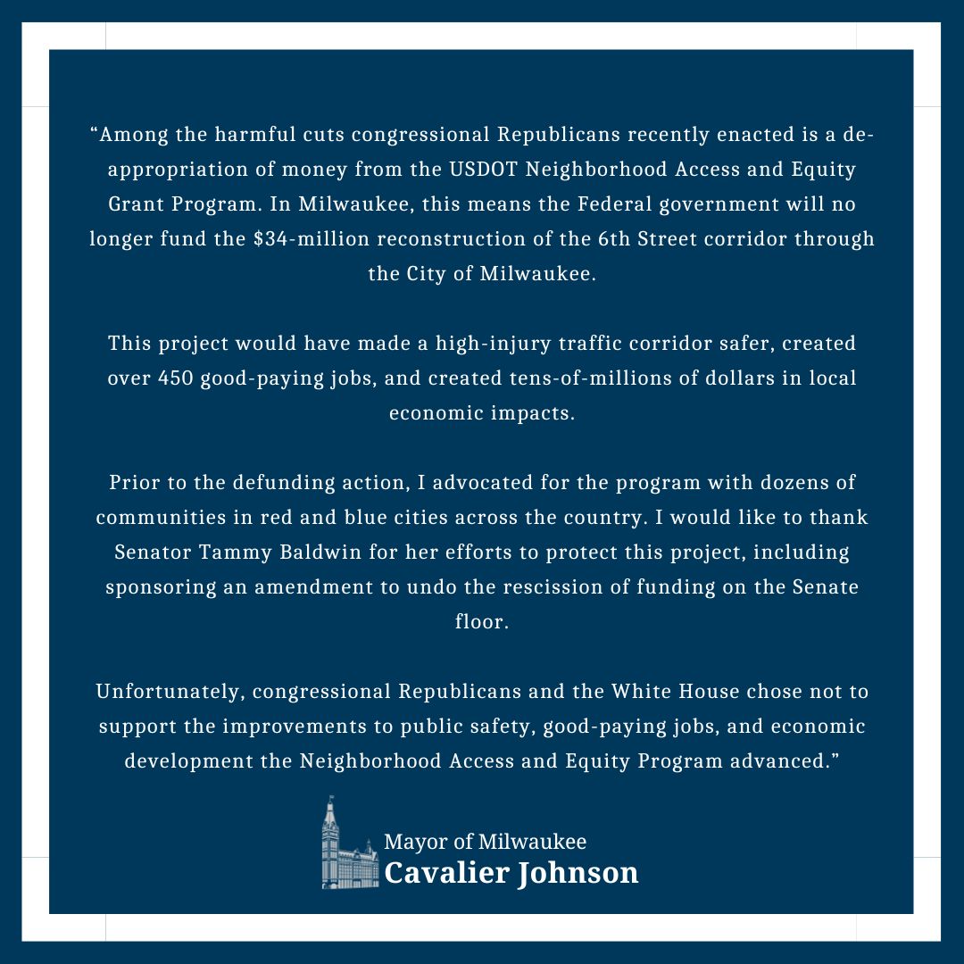 My statement on the removal of funding for the 6th Street Reconstruction Project.