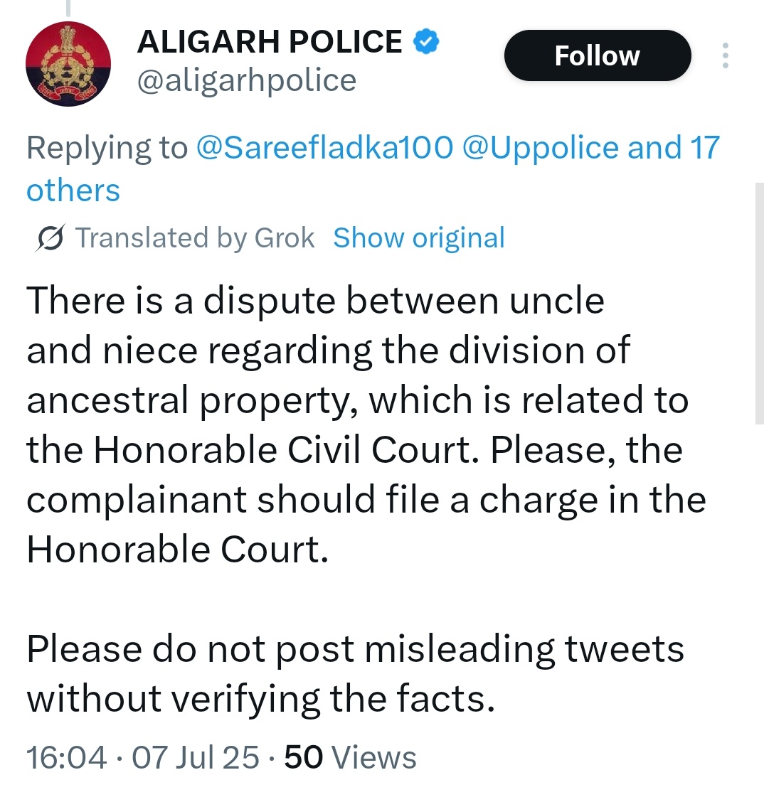 Mohammed Zubair (@zoo_bear) on Twitter photo <a href="/sanatani_6/">#अक्षय Dn ✨ Nationalist 🇮🇳</a> <a href="/myogiadityanath/">Yogi Adityanath</a> A video related to a family dispute is shared on social media by 'Sanatani' account with a communal claim. Many RT it without verifying the fact just because he wrote 'Love Jihad'.
He hasn't deleted the tweet despite a clarification and a warning from <a href="/aligarhpolice/">ALIGARH POLICE</a>. <a href="/sanatani_6/">#अक्षय Dn ✨ Nationalist 🇮🇳</a> <a href="/myogiadityanath/">Yogi Adityanath</a> A video related to a family dispute is shared on social media by 'Sanatani' account with a communal claim. Many RT it without verifying the fact just because he wrote 'Love Jihad'.
He hasn't deleted the tweet despite a clarification and a warning from <a href="/aligarhpolice/">ALIGARH POLICE</a>.