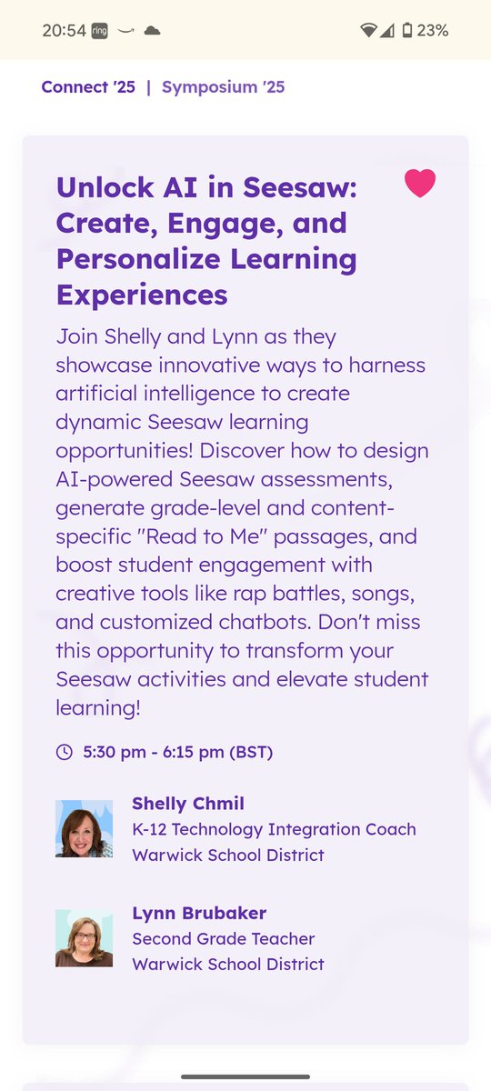 MrsK_Davidson's tweet image. Seesaw Connect starts tomorrow at 10:00 AM EST! I’m looking forward to this CLPL session 👩🏻‍💻 
Join me and register here: events.seesaw.me 

#SeesawConnect_Contest