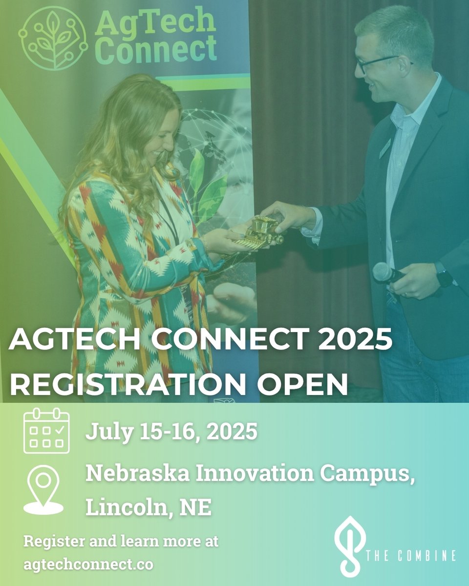 Nebraska Department of Economic Development (@developnebraska) on Twitter photo Register today for <a href="/NebraskaCombine/">The Combine</a>’s flagship conference, AgTech Connect on July 15-16!
This year’s event will feature: Food and Ag security, AgTech, AI in agriculture, networking opportunities, and more!
Register at agtechconnect.co/event-details/…. Register today for <a href="/NebraskaCombine/">The Combine</a>’s flagship conference, AgTech Connect on July 15-16!
This year’s event will feature: Food and Ag security, AgTech, AI in agriculture, networking opportunities, and more!
Register at agtechconnect.co/event-details/….