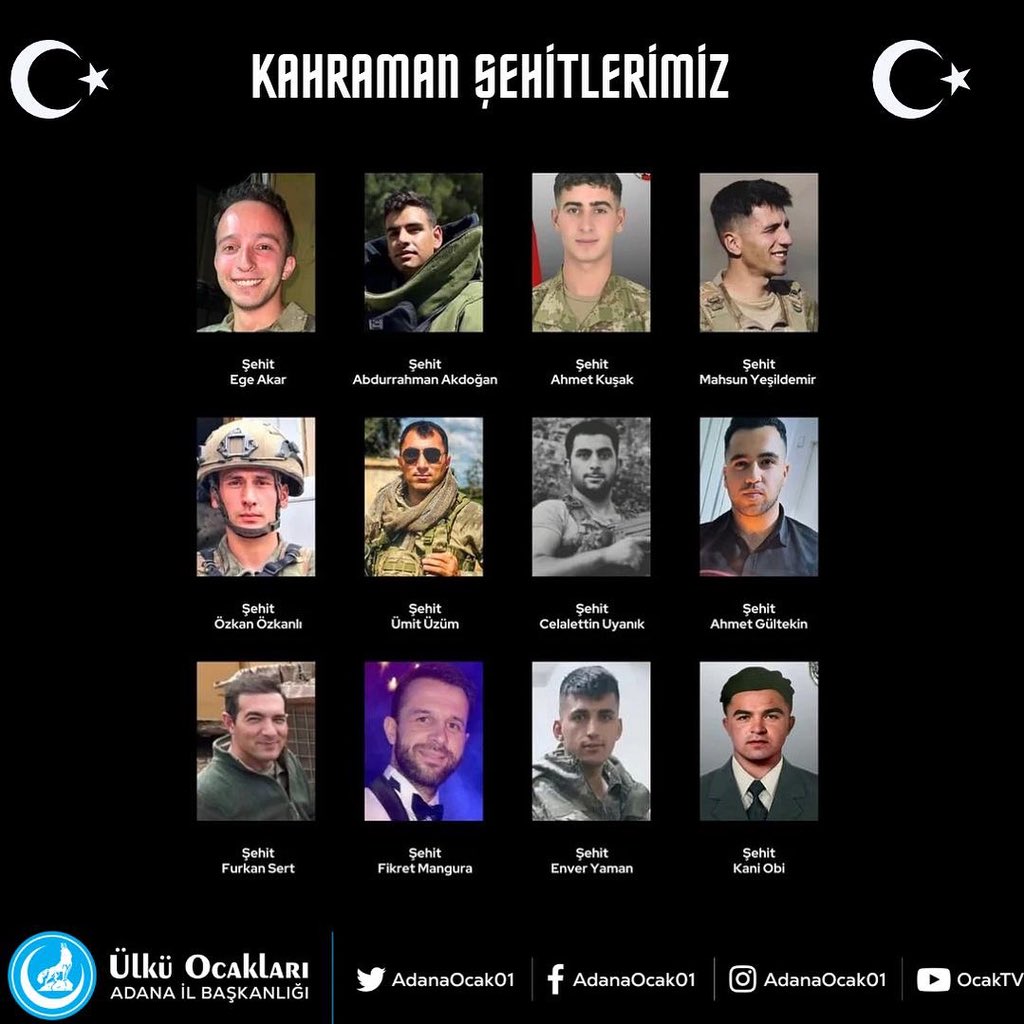 Pençe-Kilit Harekâtı bölgesinde, 852 Rakımlı Tepe’de görev esnasında metan gazından etkilenerek şehadet mertebesine ulaşan kahraman Mehmetçiklerimize Allah’tan rahmet; ailelerine ve aziz milletimize başsağlığı diliyoruz.