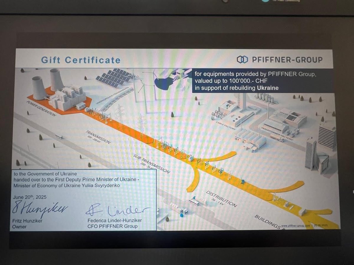 VenediktovaIV's tweet image. PFIFFNER Group will provide CHF 100,000 in energy equipment to Ukraine 🇺🇦 & pledged continued support. Thank you for standing with Ukraine when it matters most 💙💛.
Huge thanks to @Svyrydenko_Y & the team for everyday deep dive in public-private partnership 🇺🇦🤝🇨🇭!