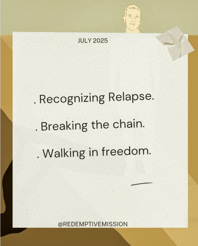AyomideOlatubo1's tweet image. This July, Study relapse with us at Redemptive mission.
Learn how relapse works spiritually, how to prevent it, and breaking free from the circle of relapse. You will be blessed at you read.
#messageofhope #redemptivemission #relapse