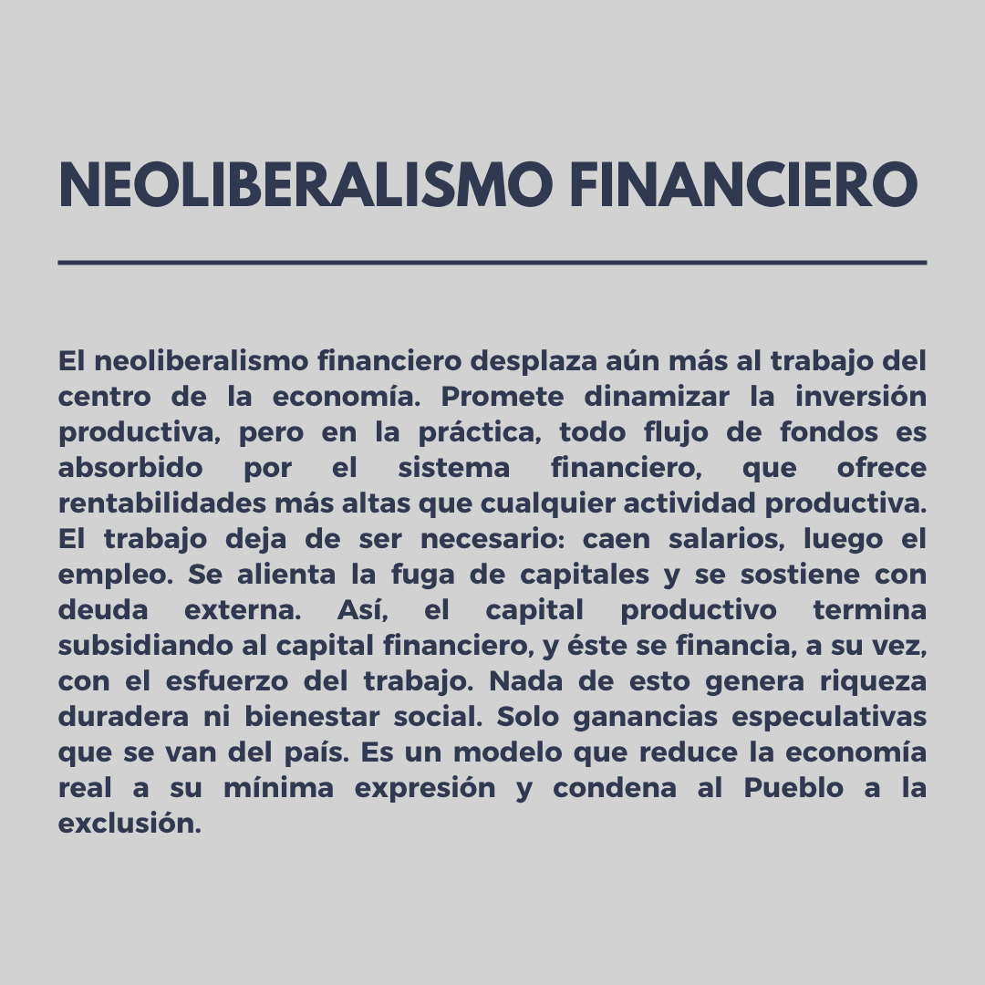Luego vino el neoliberalismo financiero. ¿Resultado? Capitales especulativos, fuga de divisas, caída del empleo y una economía real cada vez más débil. Nada de eso derramó bienestar.