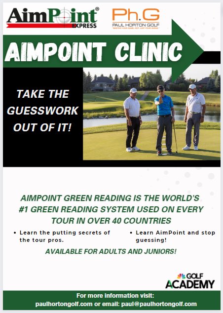 Paul Horton (@paulhortongolf) on Twitter photo Improve your putting skills & putt like a pro. Join one of our two upcoming AimPoint clinics. July 19 Advanced Speed & July 26 AimPoint Express Read both from 3-5pm <a href="/CottonwoodGCC/">Cottonwood G & C.C.</a> Learn valuable insights for reading greens & significantly enhancing your speed & distance control. Improve your putting skills & putt like a pro. Join one of our two upcoming AimPoint clinics. July 19 Advanced Speed & July 26 AimPoint Express Read both from 3-5pm <a href="/CottonwoodGCC/">Cottonwood G & C.C.</a> Learn valuable insights for reading greens & significantly enhancing your speed & distance control.