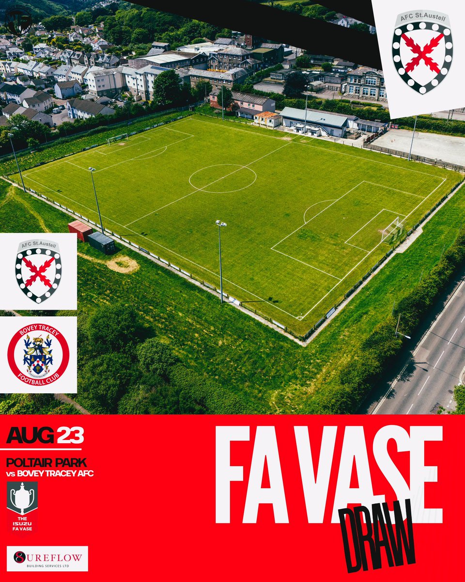AFC St Austell (@afcstaustell) on Twitter photo 📢 1ST'S FA COMPETIONS
FA CUP EXTRA PRELIMINARY ROUND
2nd August
AWAY v <a href="/tafclambs/">Tavistock AFC</a>
FA VASE 1ST ROUND QUALIFYING
23RD August
HOME v <a href="/OfficialBoveyFC/">Bovey Tracey AFC</a>
#Costa
<a href="/swsportsnews/">South West Sports News</a>
<a href="/Cornishfootball/">Dave Deacon</a> <a href="/_WesternLeague_/">Western League</a> <a href="/StAustellVoice/">St Austell Voice</a> 📢 1ST'S FA COMPETIONS
FA CUP EXTRA PRELIMINARY ROUND
2nd August
AWAY v <a href="/tafclambs/">Tavistock AFC</a>
FA VASE 1ST ROUND QUALIFYING
23RD August
HOME v <a href="/OfficialBoveyFC/">Bovey Tracey AFC</a>
#Costa
<a href="/swsportsnews/">South West Sports News</a>
<a href="/Cornishfootball/">Dave Deacon</a> <a href="/_WesternLeague_/">Western League</a> <a href="/StAustellVoice/">St Austell Voice</a>