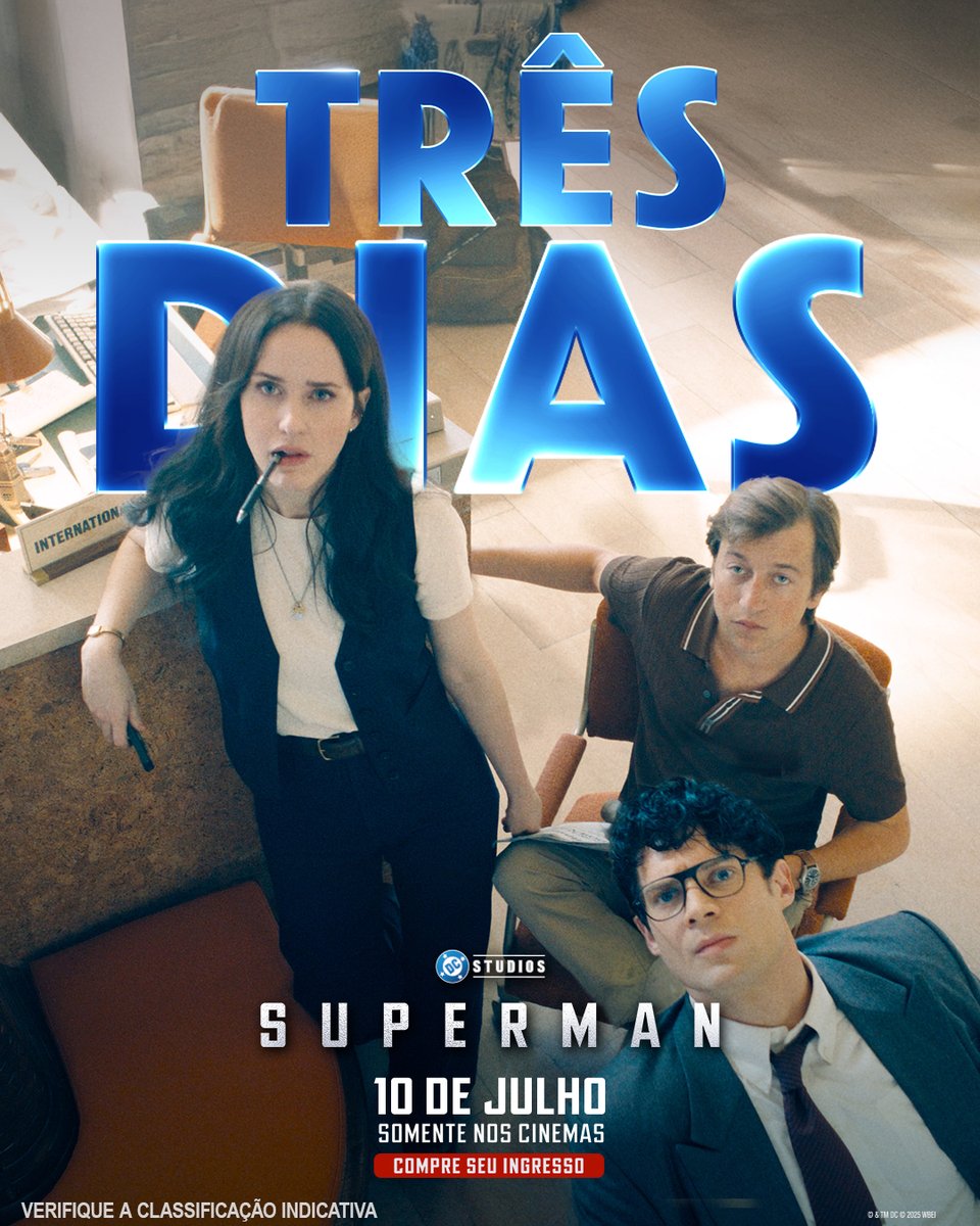 Faltam só 3 dias! Prepare a capa e o coração ❤️
#SupermanFilme – 10 de julho, somente nos cinemas. Garanta seu ingresso: supermanfilme.com.br 💙