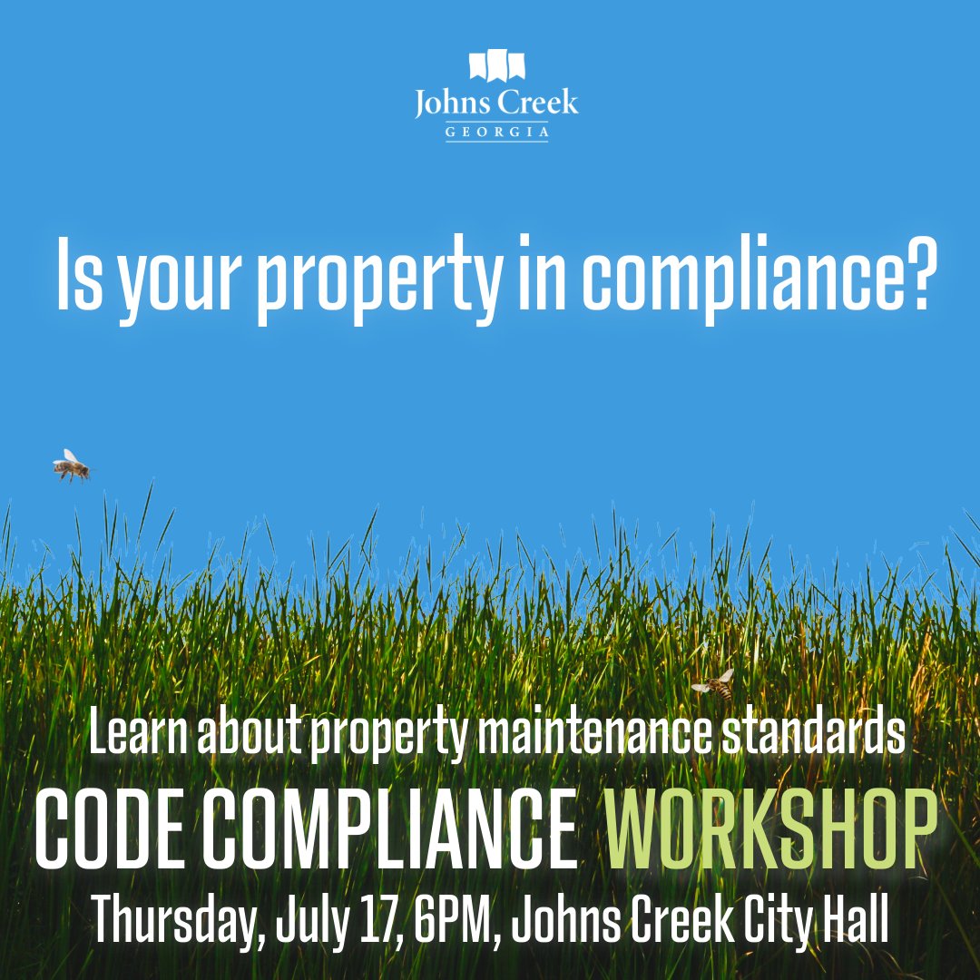 Code Compliance Workshop to help property owners better understand &amp; adhere to property maintenance standards that keep our community clean, safe, &amp; attractive.

Fee workshop held:
🗓️ Thursday July 17
⏰ 6 p.m.
📍City Hall, 11360 Lakefield Drive bit.ly/44uUTOx