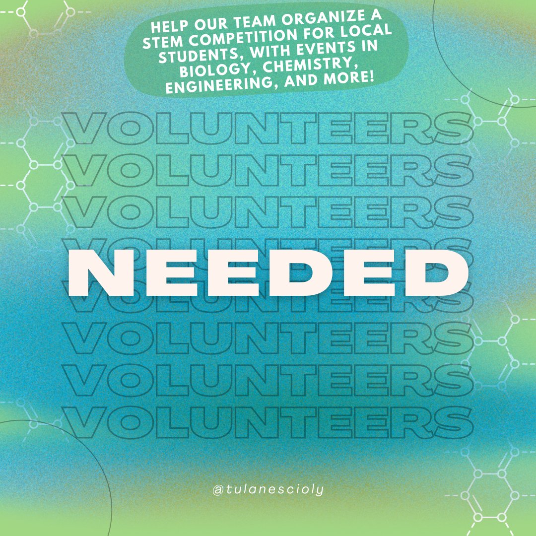 TulaneSSE's tweet image. Tulane will host its first-ever Science Olympiad Invitational in January and we need your help! We're looking for volunteers and judges to support middle and high school students as they compete in academic and engineering events.
Email tulanescioly@tulane.edu to get involved!
