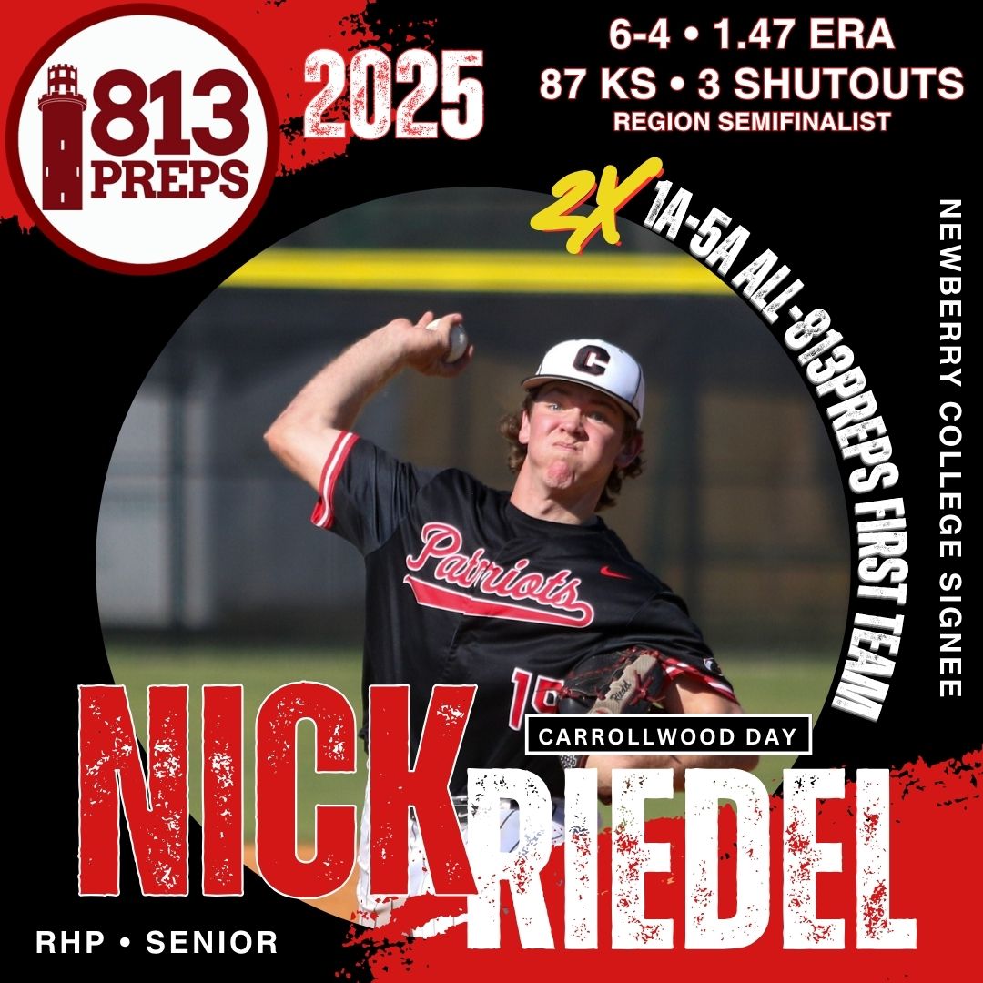 813Preps (@813preps) on Twitter photo For the second-straight season, CDS' <a href="/007nickfury/">Nicholas Riedel</a> is an All-813Preps First Teamer. The <a href="/NewberryBSB/">Newberry College Baseball</a> signee was 6-4 this season, finishing with 87 K's (third among Hillsborough's 1A-5A pitchers). Riedel had three shutouts, six complete games & four double-digit K games. For the second-straight season, CDS' <a href="/007nickfury/">Nicholas Riedel</a> is an All-813Preps First Teamer. The <a href="/NewberryBSB/">Newberry College Baseball</a> signee was 6-4 this season, finishing with 87 K's (third among Hillsborough's 1A-5A pitchers). Riedel had three shutouts, six complete games & four double-digit K games.