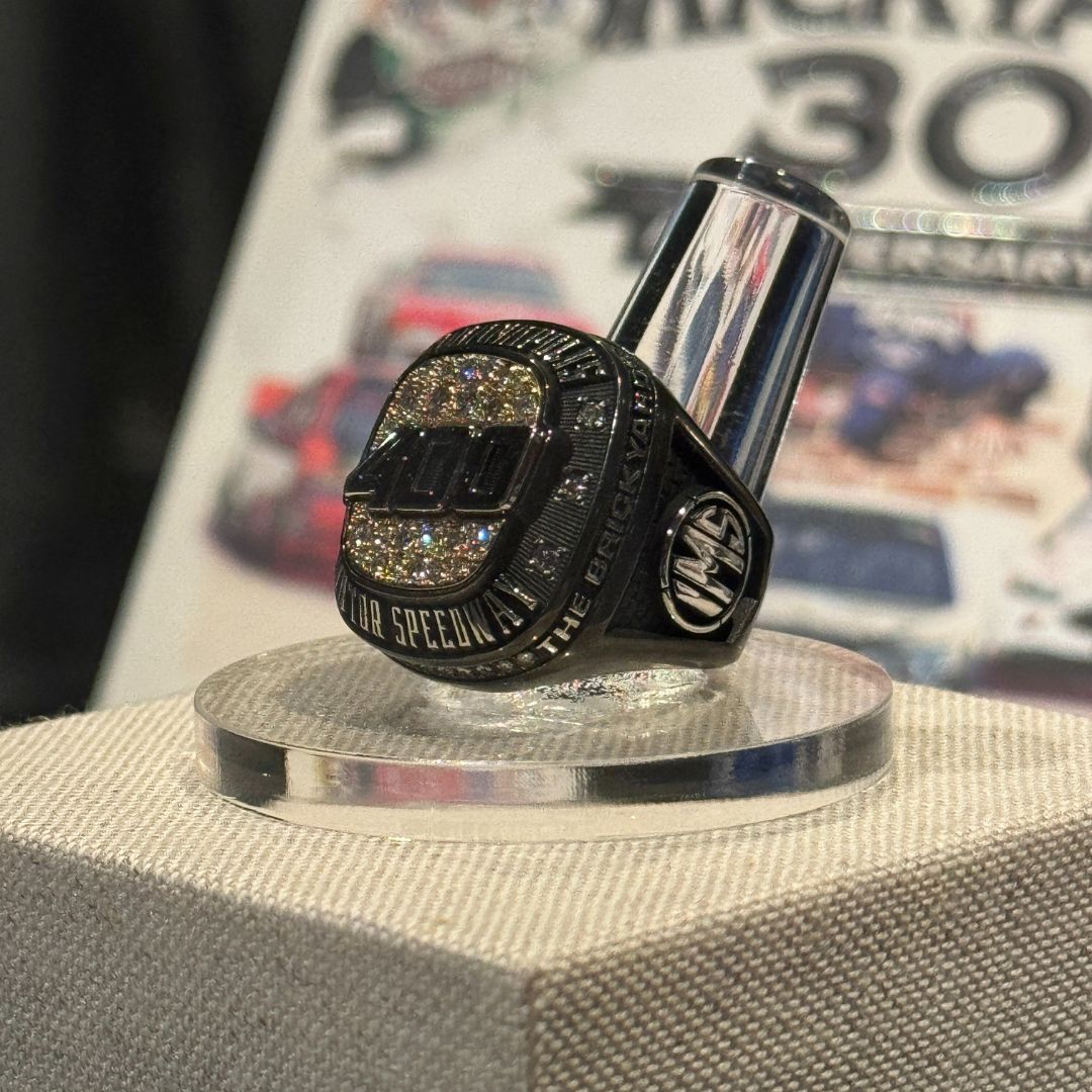 IMSMuseum's tweet image. Isn't this a beauty? The 2025 Brickyard 400 winner's ring is currently on display in the Mezzanine. The ring will be presented to this year's race winner, so come see it before it goes to it's new owner!