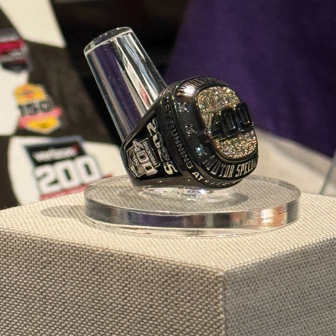 IMSMuseum's tweet image. Isn't this a beauty? The 2025 Brickyard 400 winner's ring is currently on display in the Mezzanine. The ring will be presented to this year's race winner, so come see it before it goes to it's new owner!