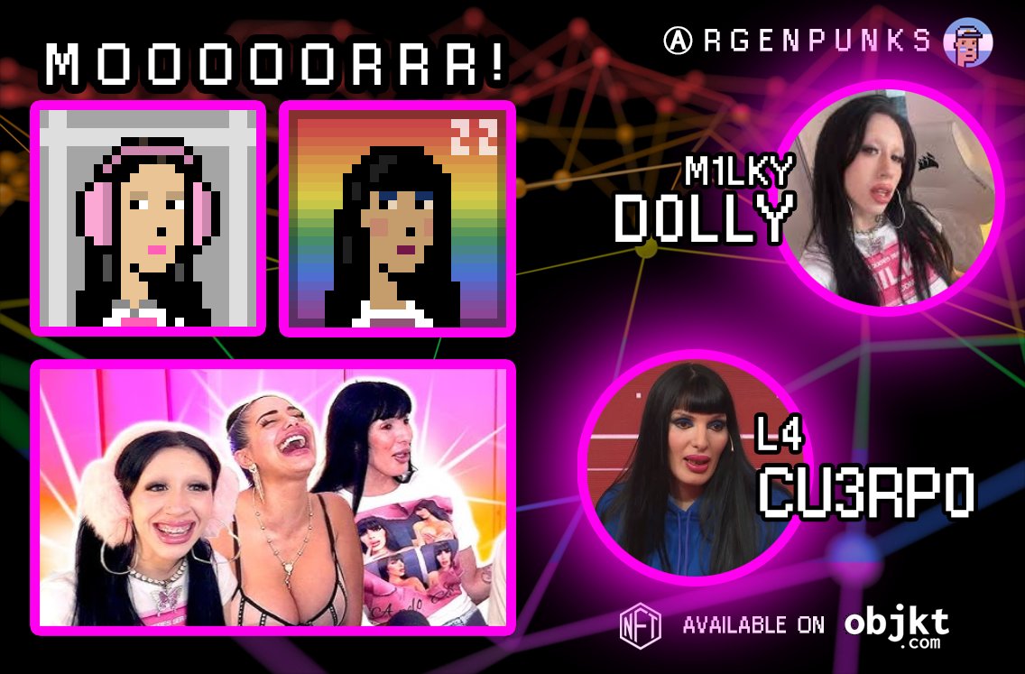 New ⒶRGENPUNKS!! MORRRR!!!💅
'M1LKY D0LLY'🍼💦 y  'L4 CU3RP0'🏳️‍🌈
both at auction for 9.99 xtz 🔥
available on <a href="/objktcom/">objkt.com</a> 
links below⬇️⬇️