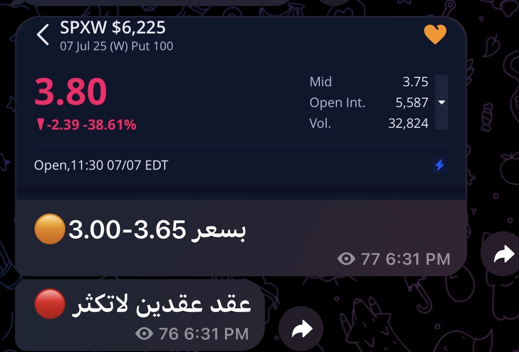 spxcallput's tweet photo. #السوق_الامريكي #سباكس #عقود #عقود_اوبشن #اوبشن #SPX500 #SPY #SPX

القناة العامة عقود #spx

#السوق_الامريكي #سباكس #عقود #عقود_اوبشن https://t.co/w6IIN1u8CU