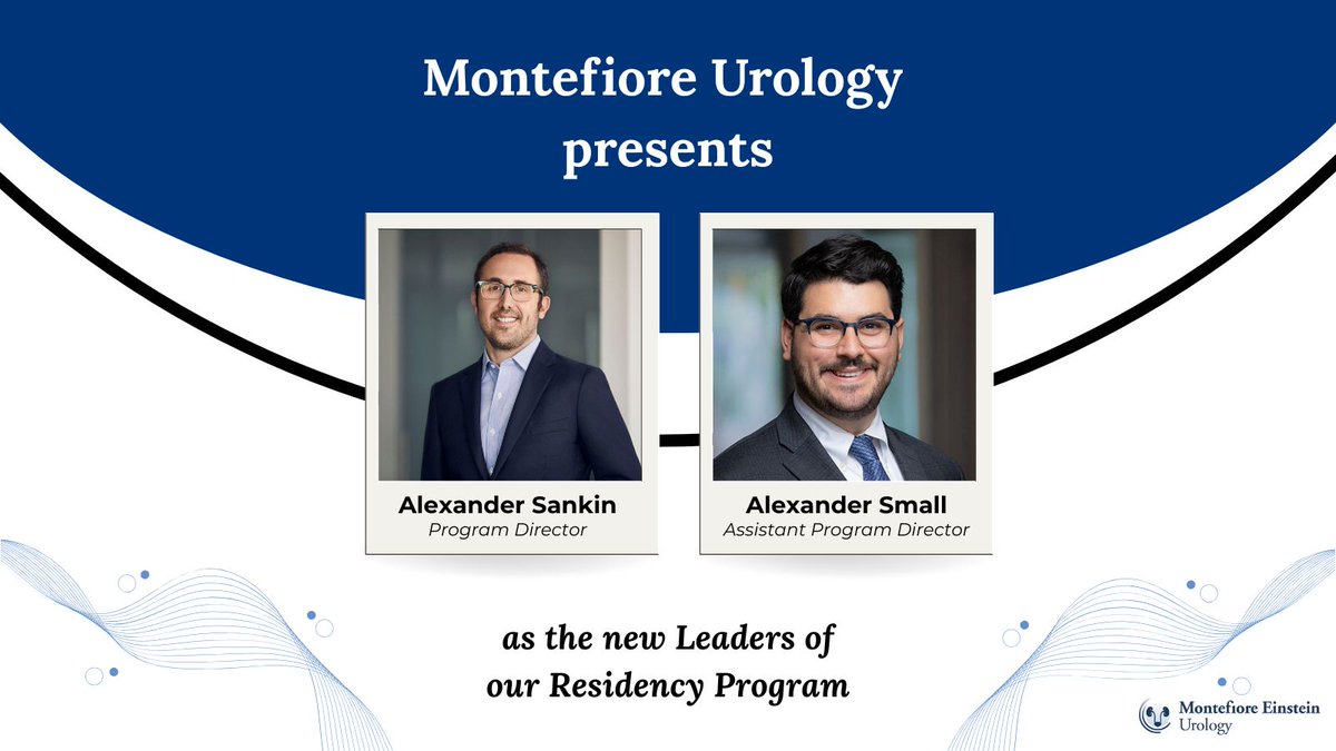 MontefioreUrology (@montefioreuro) on Twitter photo The Montefiore Urology Department introduces our Program Director, <a href="/alexsankinMD/">Alex Sankin</a> , and Assistant Program Director, <a href="/alexcsmall/">Alex Small</a> as new leaders for our Residency Program
We wish them success and look forward to their influential impact on the program!
.
#MontefioreUrology The Montefiore Urology Department introduces our Program Director, <a href="/alexsankinMD/">Alex Sankin</a> , and Assistant Program Director, <a href="/alexcsmall/">Alex Small</a> as new leaders for our Residency Program
We wish them success and look forward to their influential impact on the program!
.
#MontefioreUrology