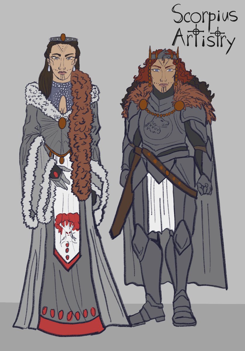 ScorpiousArtie's tweet image. We never see Arya in a dress or Sansa in armour . So, I made them in a dress and in armour. #ASOIAF #SansaStark #AryaStark #fanart #FanArtFriday #GameofThrones #asoiafanart