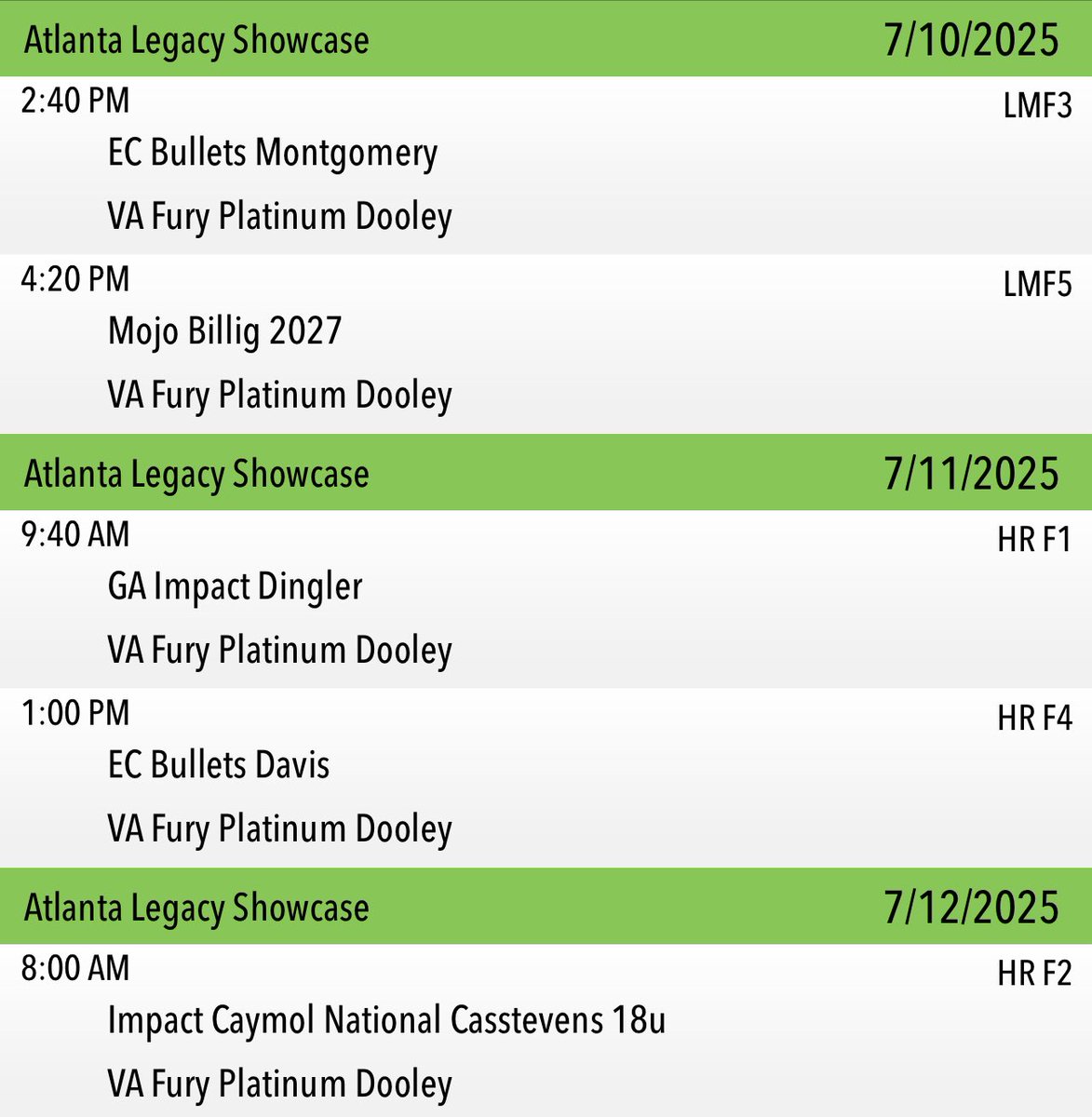 Next up Atlanta Legacy Showcase!!!  Last one best one!!!