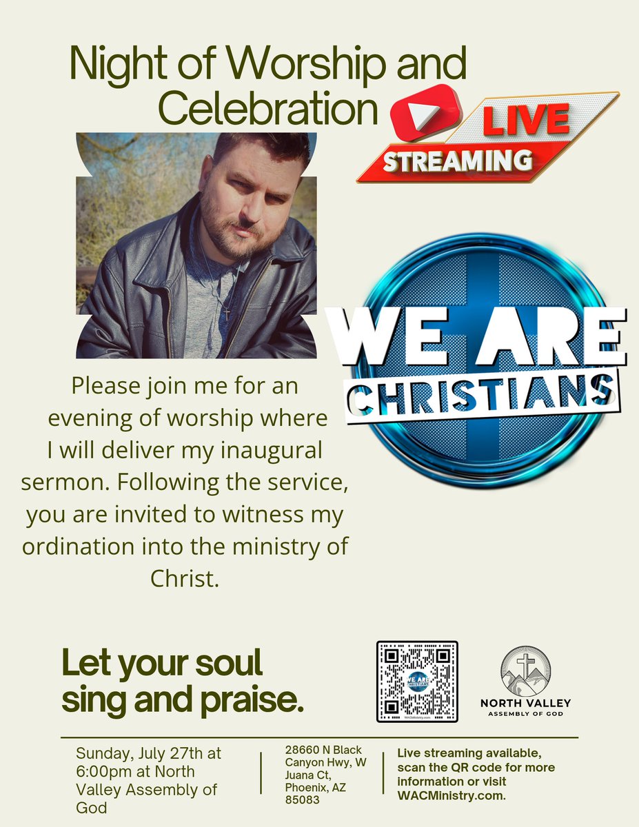 WACMinistry's tweet photo. I'm excited to announce that I'll be preaching live for the first time July 27th at 6pm https://t.co/vDiGHh7TzC