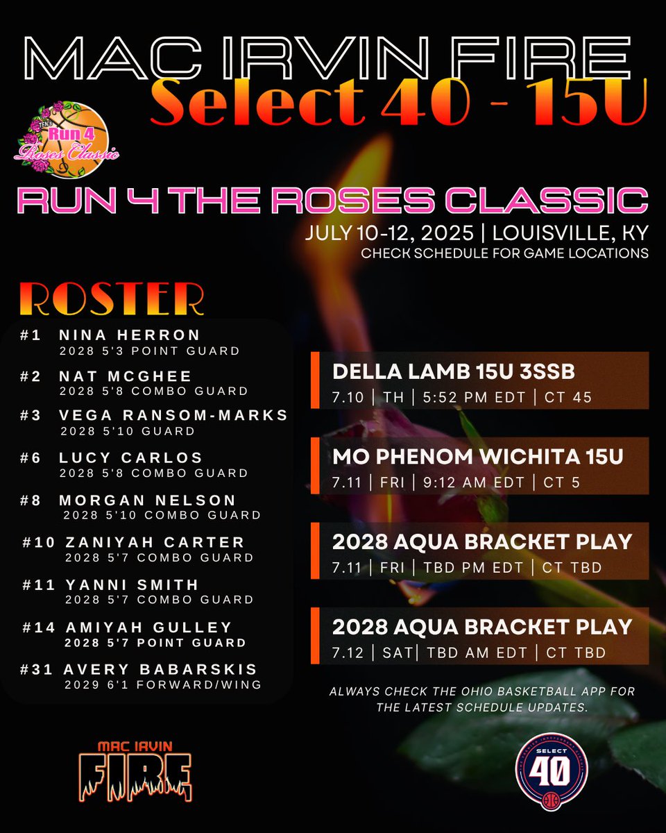 Excited to play with my 15u Fire team at the Run 4 the Roses!