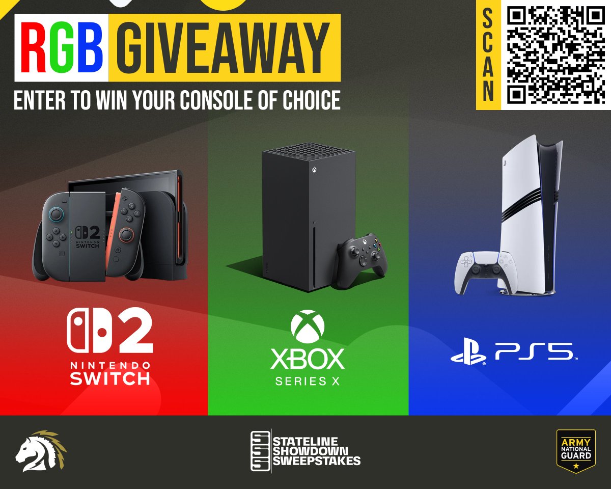 PioneersGG's tweet image. 🎮SUMMER SWEEPSTAKES🎮
In celebration of our fans & supporters and in partnership with the @NationalGuard, we will be giving away a console of choice to one lucky winner.
Free to enter
Ends August 31st
Scan QR code or enter below!