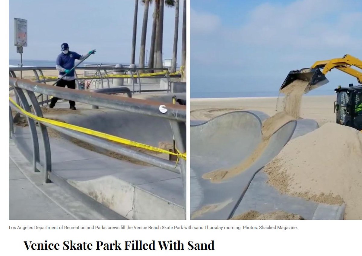 LA filled the Venice Beach Skate Park with sand in 2020 to enforce an authoritarian unscientific stay-at-home orders.