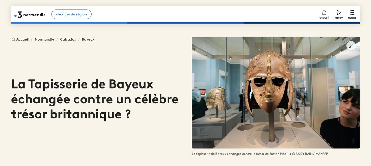 On vous avait parlé de ce fabuleux trésor il y a quelques semaines : on apprend donc avec plaisir qu'il sera peut-être prochainement visible en France en échange de la "tapisserie" de Bayeux !

Pour en savoir plus sur le trésor de Sutton Hoo, c'est juste en-dessous ⬇️