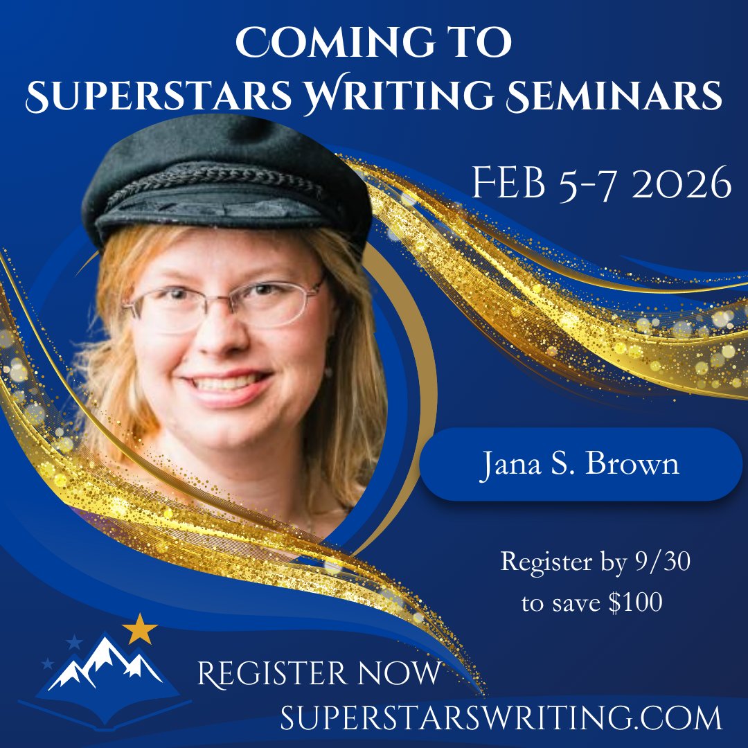 SuperstarsWrite's tweet image. Learn the business of writing from experienced writers and publishing professionals, including Jana S. Brown, at Superstars Writing Seminars! Come join us Feb 5th-7th, 2026. Register by 9/30 to save $100! superstarswriting.com #writingconference #WritingSeminar #writercommunity