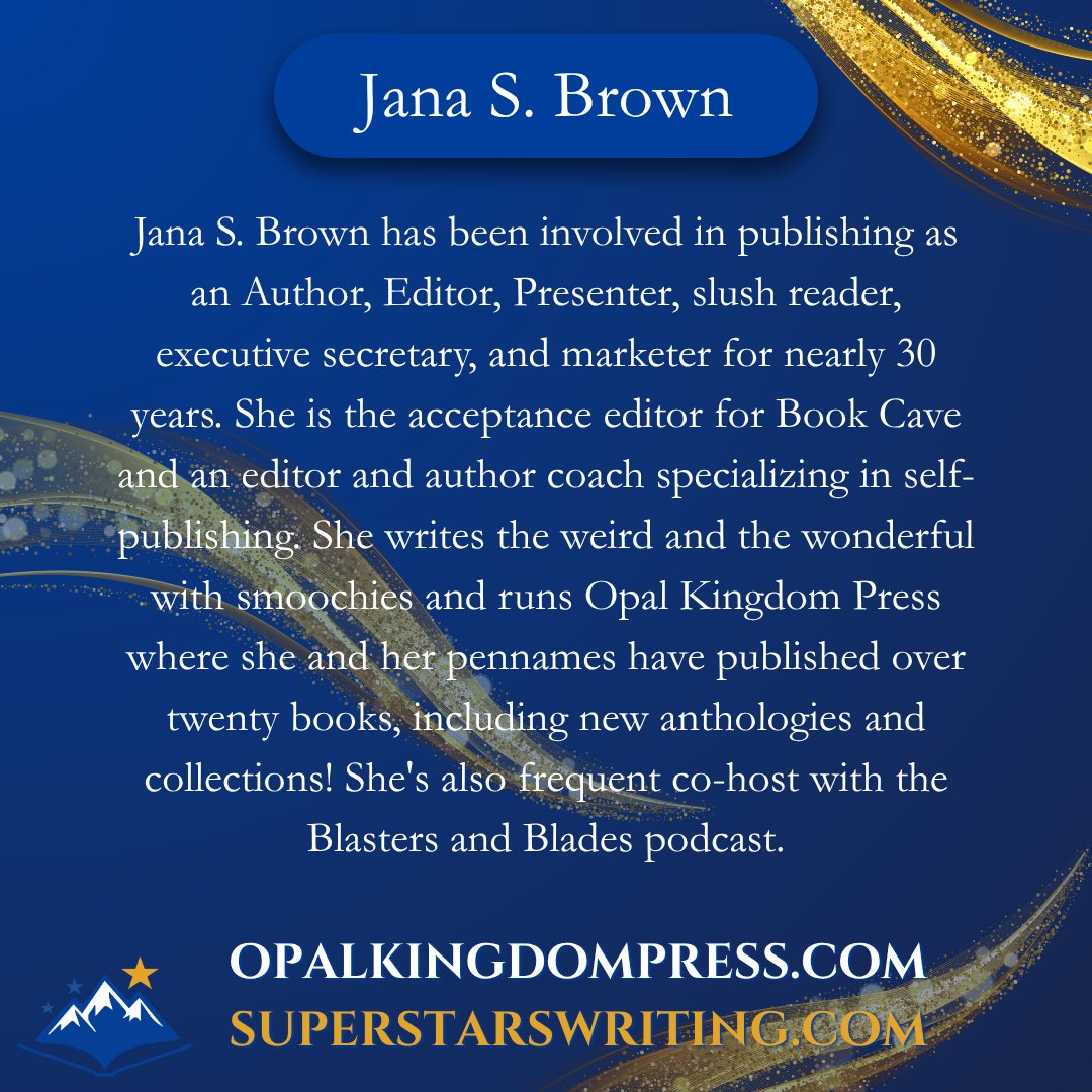 SuperstarsWrite's tweet image. Learn the business of writing from experienced writers and publishing professionals, including Jana S. Brown, at Superstars Writing Seminars! Come join us Feb 5th-7th, 2026. Register by 9/30 to save $100! superstarswriting.com #writingconference #WritingSeminar #writercommunity