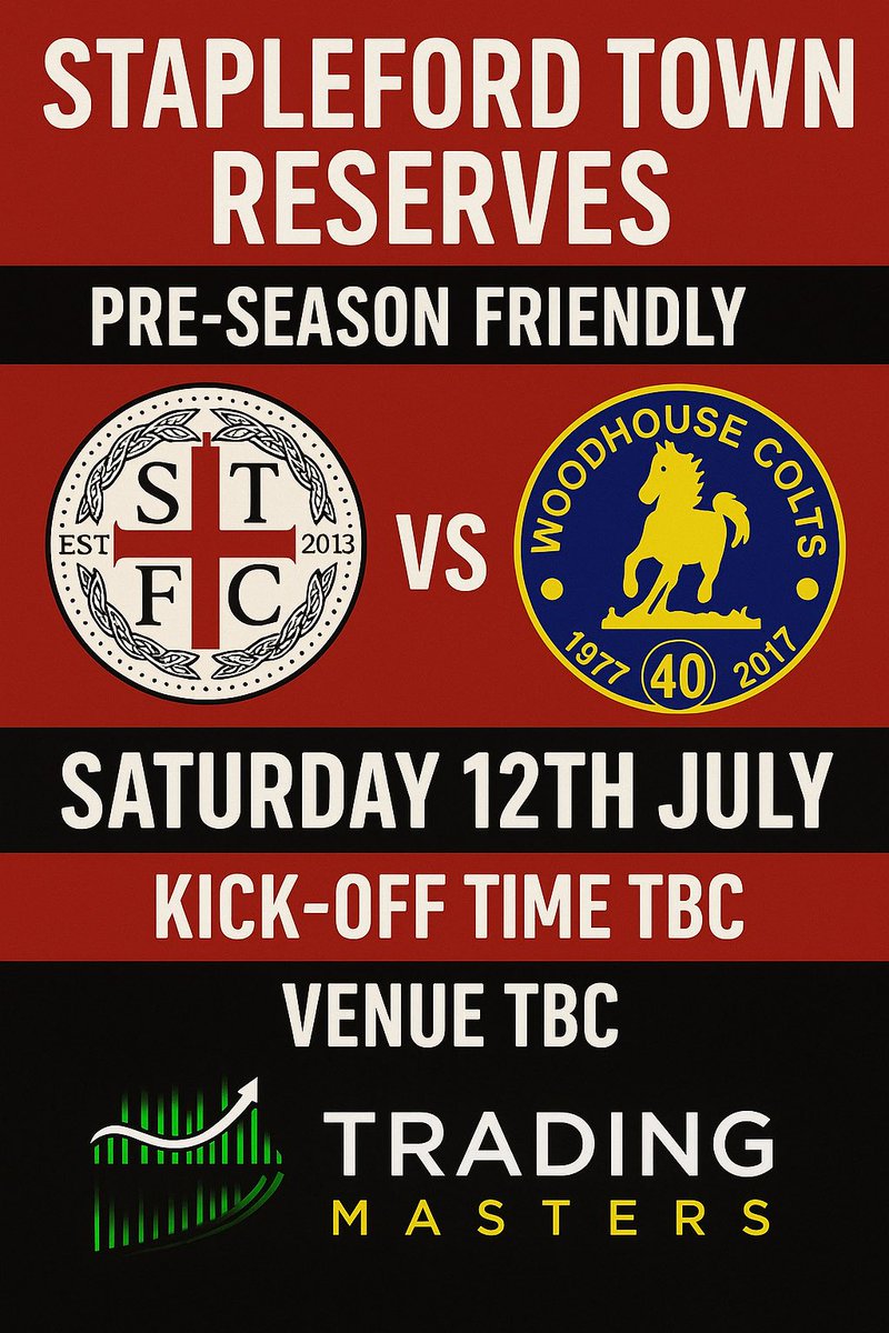 Stapleford Town Reserves FC (@fcstapleford) on Twitter photo 🚨⚽️ This Saturday we take on <a href="/fc_woodhouse/">Woodhouse Colts FC</a> ⚽️🚨
Venue and KO TBC.
Massive shout out to one of our new sponsors for the season Simon Taylor @ Trading Master
<a href="/STFCseniors/">Stapleford Town FC</a>
<a href="/Staplefordu21s/">Stapleford Town u21s FC</a> 🚨⚽️ This Saturday we take on <a href="/fc_woodhouse/">Woodhouse Colts FC</a> ⚽️🚨
Venue and KO TBC.
Massive shout out to one of our new sponsors for the season Simon Taylor @ Trading Master
<a href="/STFCseniors/">Stapleford Town FC</a>
<a href="/Staplefordu21s/">Stapleford Town u21s FC</a>