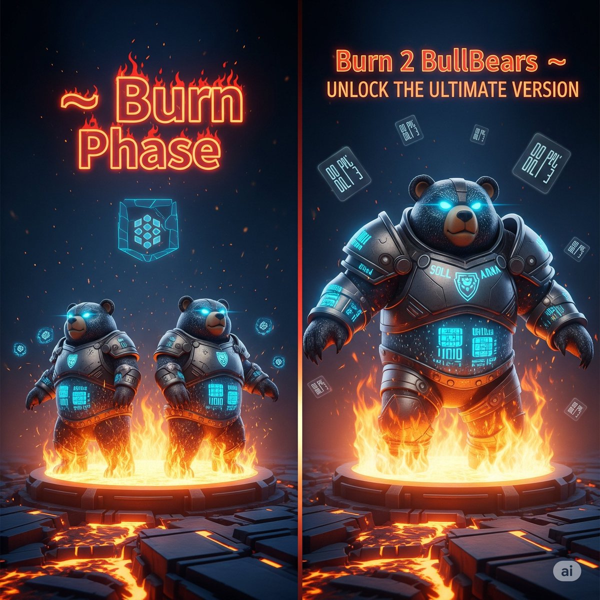 Burn 2 BullBears = Unlock the ULTIMATE version 🛡️🔥
The upgrade you’ve been waiting for is here.
🔁 Burn to Evolve
🎟️ Claim your enhanced BullBear now.