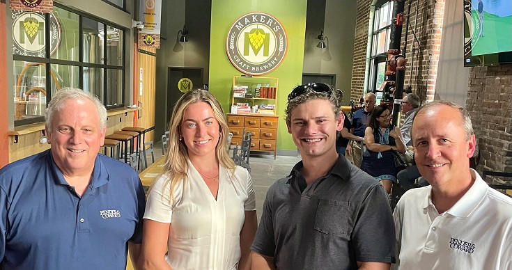 LascaraLyons's tweet photo. We're excited to have summer associates Cassidy Atchison and Jesse Davis working with us before they return to law school.  Pictured below at a firm social event are COO Kevin Hubbard, Cassidy Atchison, Jesse Davis and Shareholder Jeff Hunn. https://t.co/3VX6hmeEyH