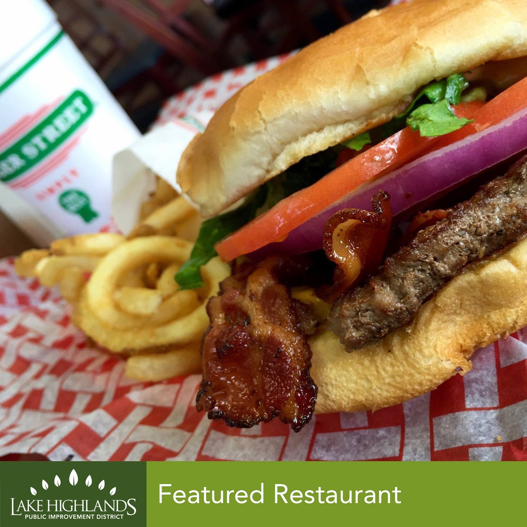 Since 1985, Burger Street (9180 Skillman St) has become renowned for its deliciously fresh, cooked-to-order hamburgers, including the massive Double Double, the distinctive Olive Burger, and the Chili Cheese Burger. #LHPID #LakeHighlandsRestaurant