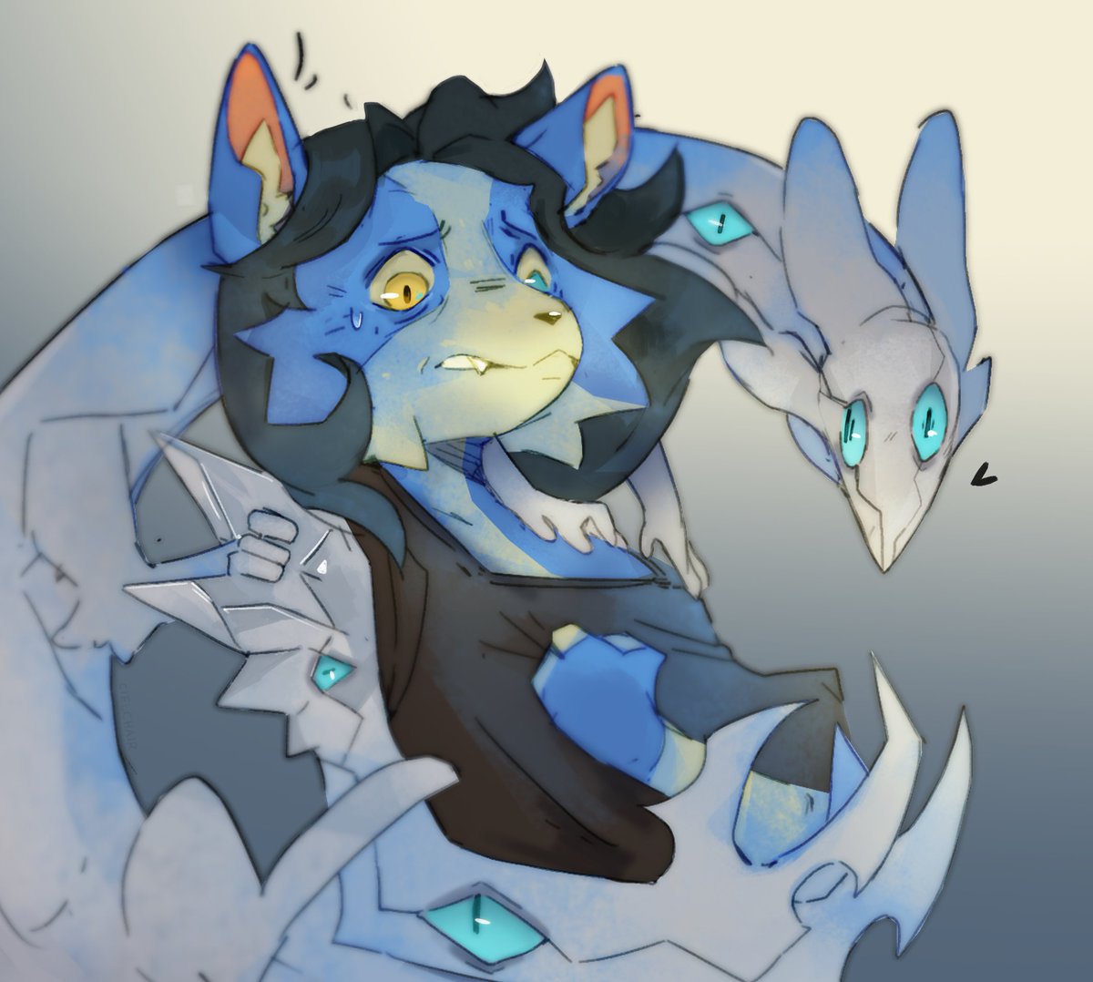 CielCHair's tweet image. Also first art fight from last week &lt;3
Don't have lots of free time but @sketchyleman 's oc was just so cute &lt;3
#artfight2025 #artfight
