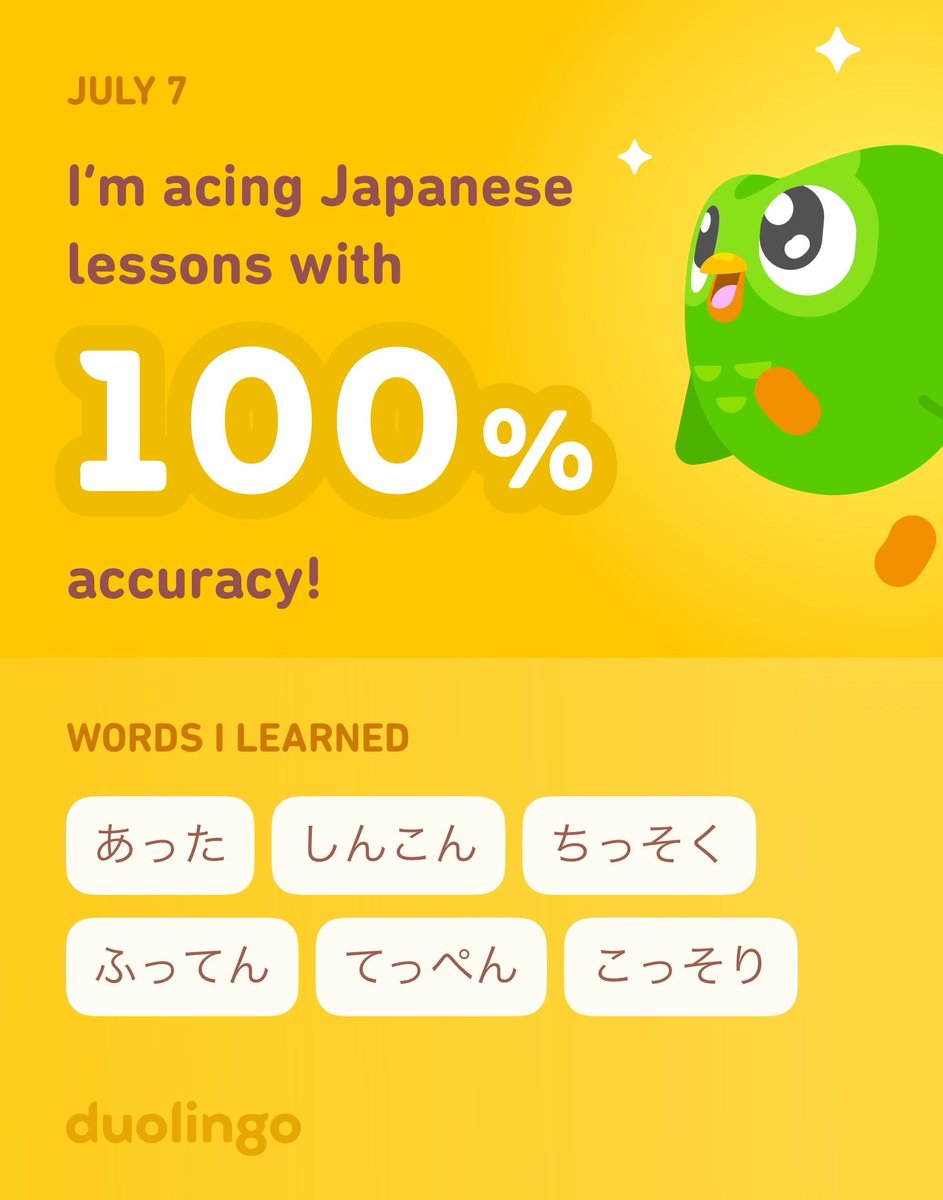 BrotherBer's tweet photo. I’m learning Japanese on Duolingo! It’s free, fun, and effective. https://t.co/zrchh0Q8IP