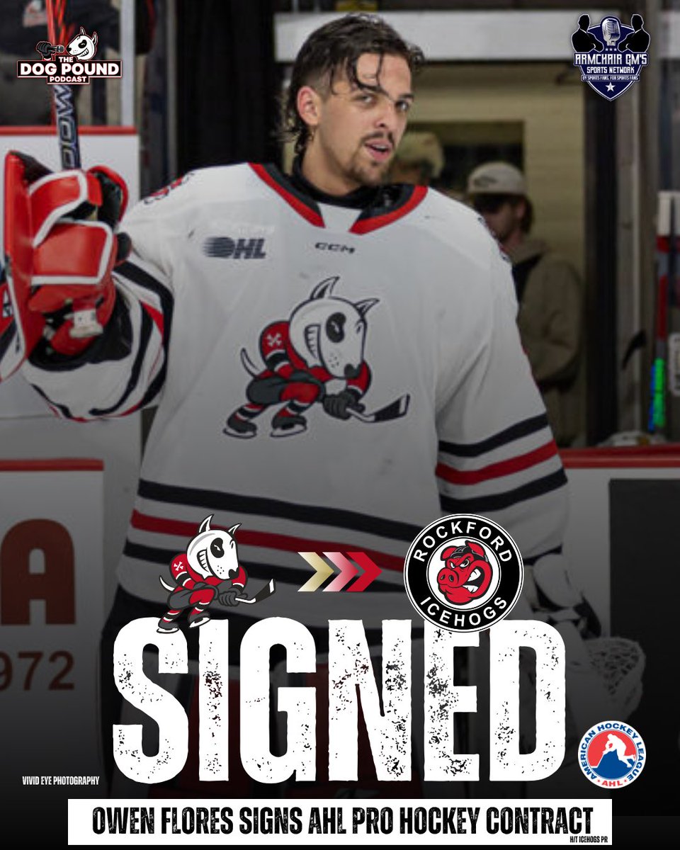 ‼️#IceDogs graduating goaltender Owen Flores has signed a 1-year pro contract with the Rockford IceDogs, the #AHL Affiliate of the Chicago Blackhawks.

The Illinois native spent the past four seasons in the #OHL, playing in 132 games with Niagara. Best of luck, Flo! #DogCountry