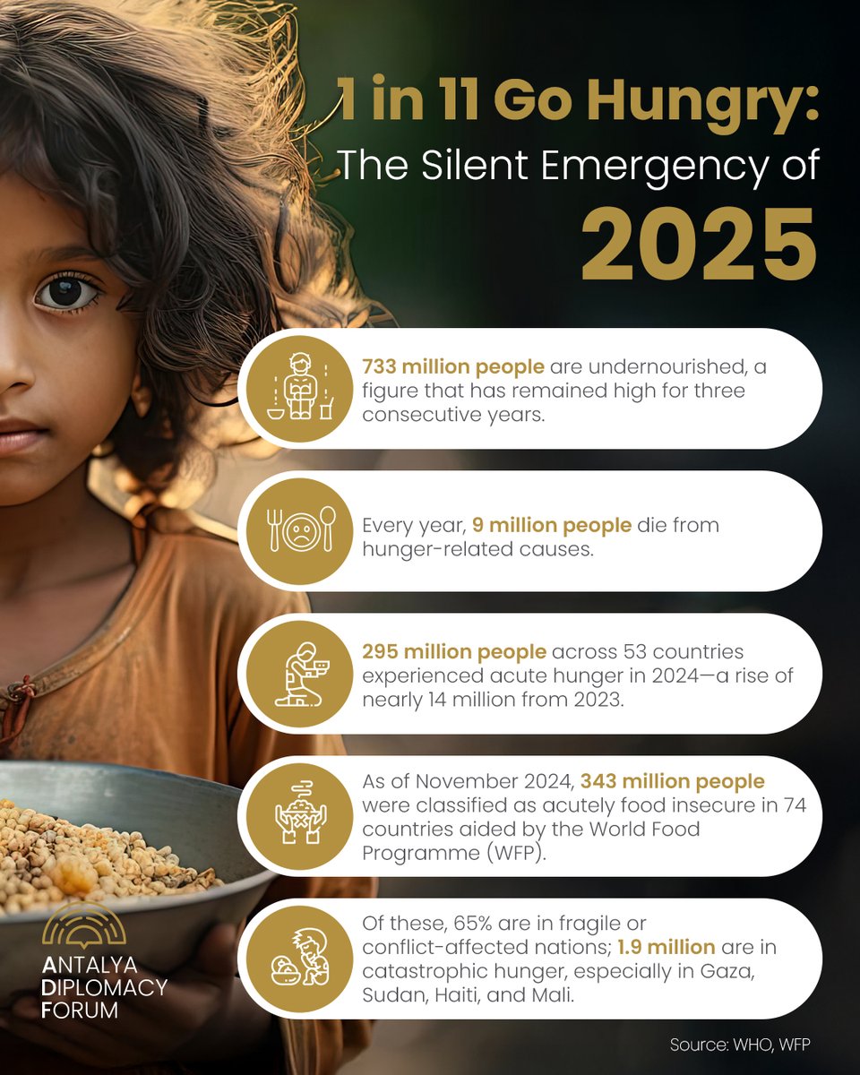 One in eleven people around the world is going hungry. The 2025 global hunger crisis represents a silent emergency with devastating human impact.

#ADFData