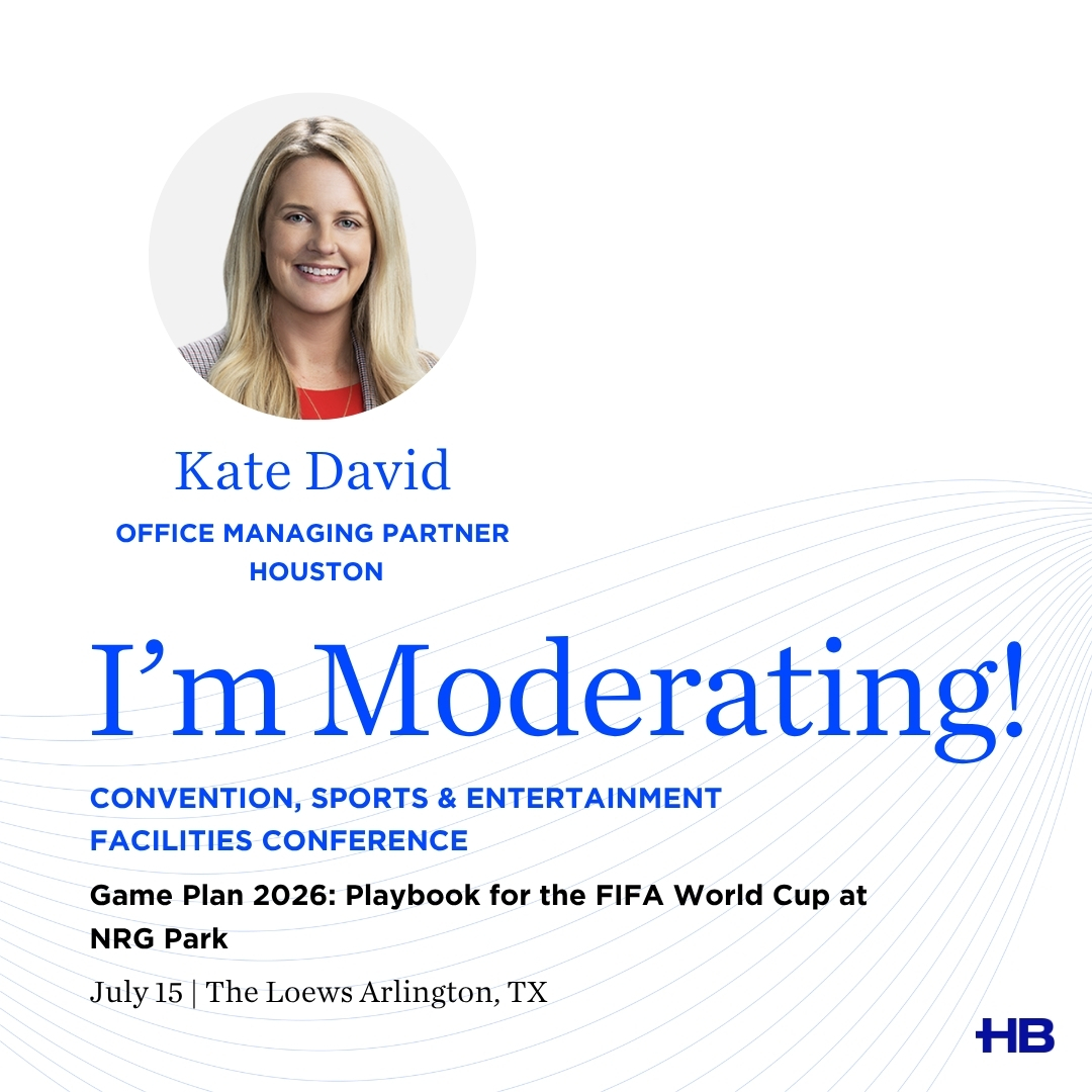 HuschDev's tweet image. We’re proud to support the 2025 Convention, Sports &amp;amp; Entertainment Facilities Conference in Arlington, TX! Kate David, our Houston Office Managing Partner, will serve as the moderator for the session “Game Plan 2026: Playbook for the FIFA World Cup at NRG Park” on July 15.
