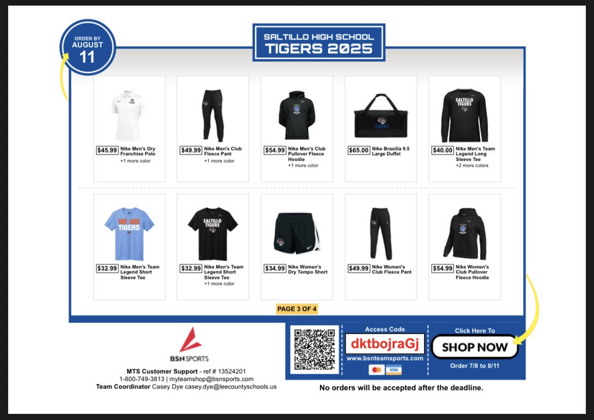 SaltilloHS's tweet image. Saltillo HS Online Store opens tomorrow through August 11th…get your Tiger Swag here!!! #OurCircusOurTigers