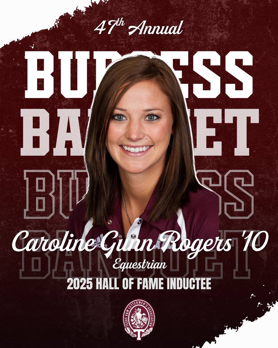 TAMULettermen's tweet image. Honoree Spotlight: Hall of Fame Inductee Caroline Gunn Rogers ’10, Equestrian
Caroline Gunn Rogers left an unforgettable mark on Aggie Equestrian, helping lead the team to three national championships (2007, 2009, 2010).
#TAMU #AggieEquestrian #CarolineGunnRogers #12thMan