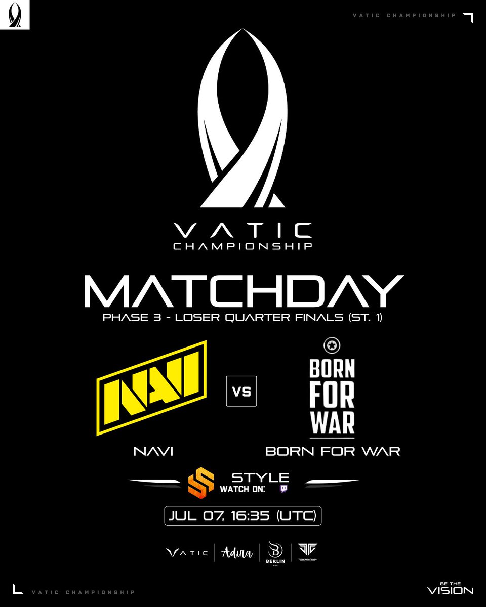 🟣 LIVEEEEEEEEE!

Vamos con la Guerraza del Día! 😍

🏆 Vatic Championship - P3 - LB QF

✅ NAVI 🆚 Born For War

TODO el MUNDO para DENTRO! ❤

📺 twitch.tv/style_coc