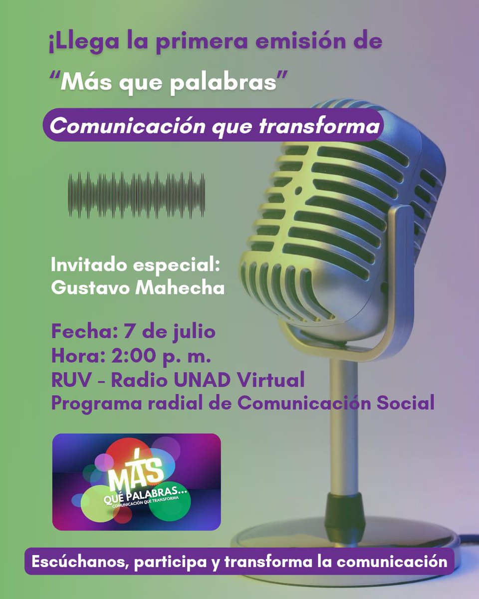 "Más que palabras", nuevo programa radial de la RUV, lunes 2.00 p.m. Audio en vivo ruv.unad.edu.co/ruvwp/